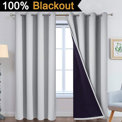 Yakamok Light Grey 100% Blackout Curtains 84 Inches Long 52" Wide 2 Panel | - Image 2