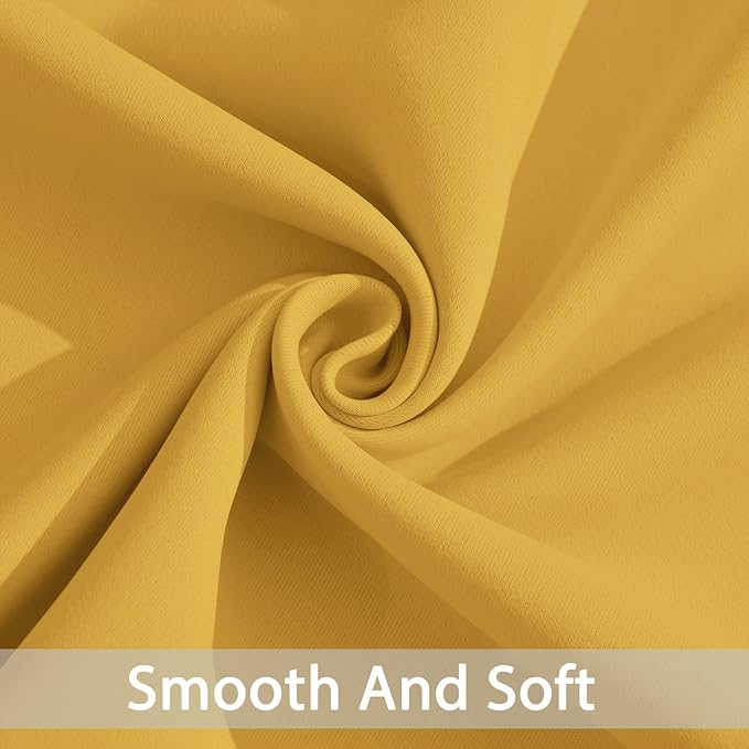 Yakamok Room Darkening Curtains 52x108 inch Long Mustard Yellow-Bedroom | 2 - Image 4