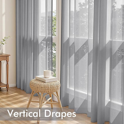 MIULEE Dark Grey Sheer Curtains 96 Inches Long 4 Panels 54 x 96 Inches | Light - Image 5