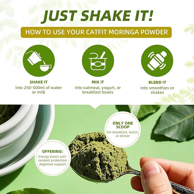 (2 Pack) Moringa Powder – Superfood Blend with Matcha, Green Tea & Resveratrol – Moringa Supplement for Energy, Antioxidant & Immune Support – Vegan, Gluten-Free, Easy-to-Mix Drink (8oz)