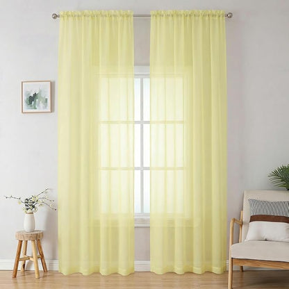 Sheer Curtains 90 inches Long 2 Panels Set by OWENIE