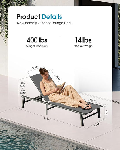 Ciokea Foldable Outdoor Lounge Chair Set of 4 - Image 2
