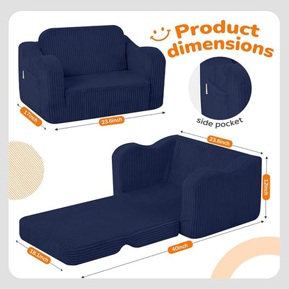 MeMoreCool Toddler Corduroy Chair – 2-in-1 Foldable Sofa Bed, Lightweight & - Image 3