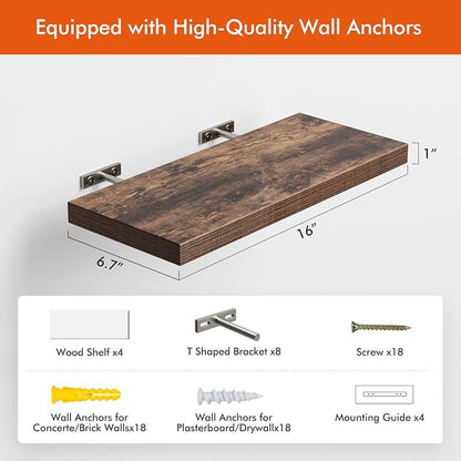 YUFLINX 16’’Rustic Brown Floating Shelves - Image 6