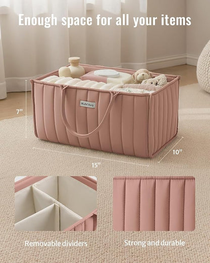 Blissful Diary Baby Diaper Caddy Organizer, Stylish Storage Basket - Image 4