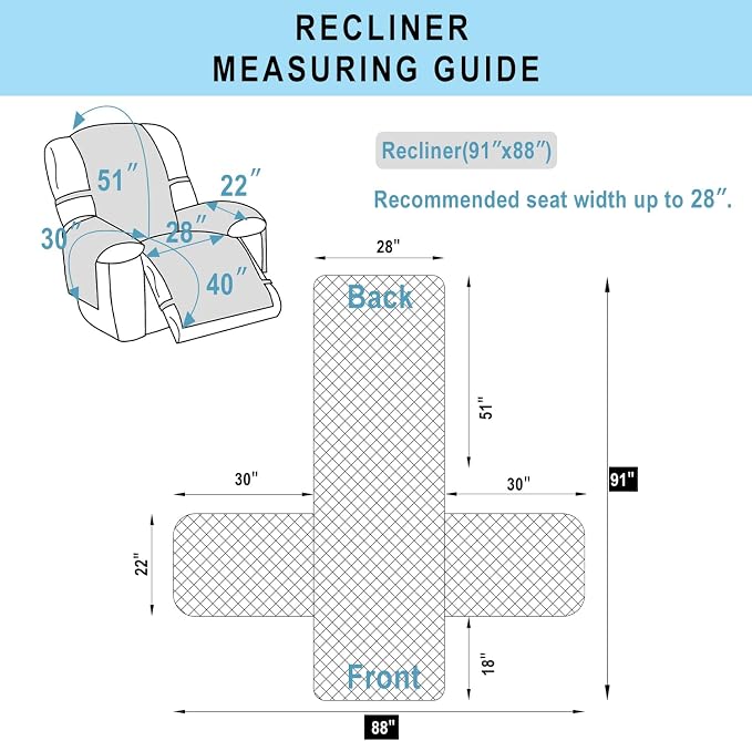 Reversible Chair Covers for Recliner Oversized, Water Repellent, Chair - Image 7