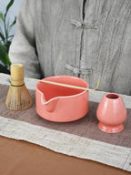 Artcome Premium Matcha Tool Set – Includes Matcha Bowl with Pouring Spout, Whisk, Whisk Holder, Tea Scoop & Matcha Manual - Pink