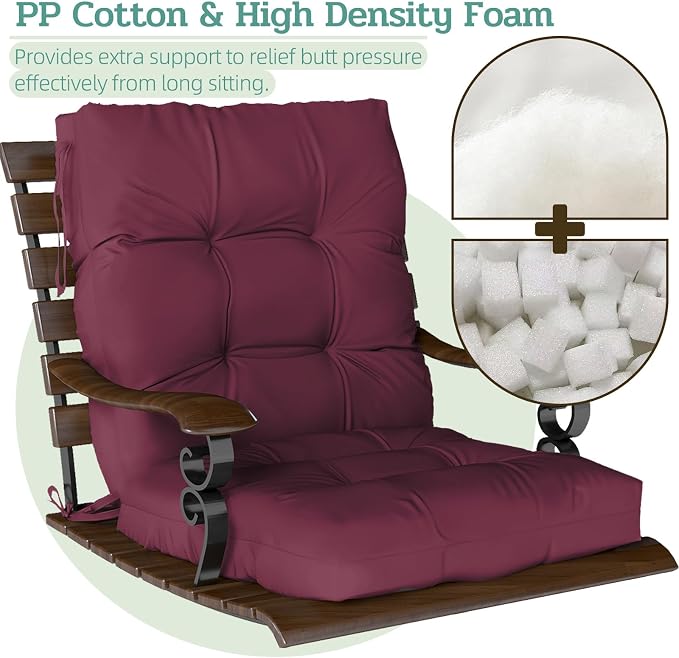 Outdoor Chair Cushion, High Back Soft Seat Pad - Image 4