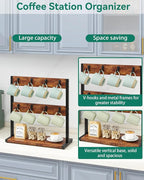 IBUYKE Wood Coffee Mug Holder for Countertop,16 Hook Mug Tree Holder Rack with Storage Base,Mug Display Organizer,Mug Holders for Home Kitchen, Rustic Brown UTBJ001H