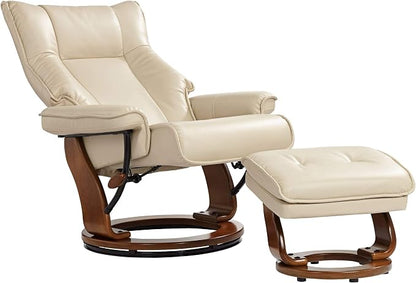 Benchmaster Morgan Stucco Swivel Faux Leather Recliner - Image 6