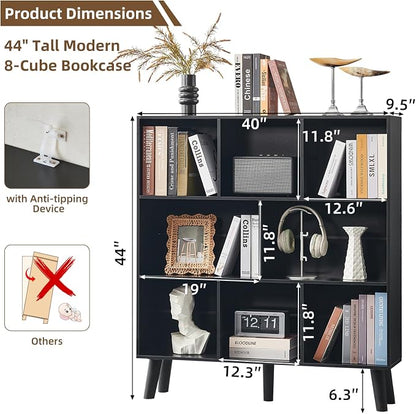 LEYAOYAO 8 Cube Bookshelf, 3 Tier Bookcase - Image 2
