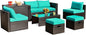 Tangkula 8 Piece Patio Furniture Set, Patiojoy Outdoor Space Saving PE Rattan by TANGKULA