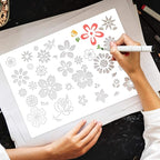 Zonon 3 Pieces Stencil Template Painting Stencil Spring Summer Template Reusable Drawing Set for Daily DIY Art Notebook Wedding Card Scrapbook Home Decor 3 Sizes(Flower Style)