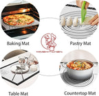 Silicone Pastry Mat for Dough Rolling, Non Stick Silicone Mat for Baking Bread, Pizza, Cookies, Macaron, Silicone Baking Mats with Measurements, Non-slip and Reusable Silicone Mat for kitchen Counter