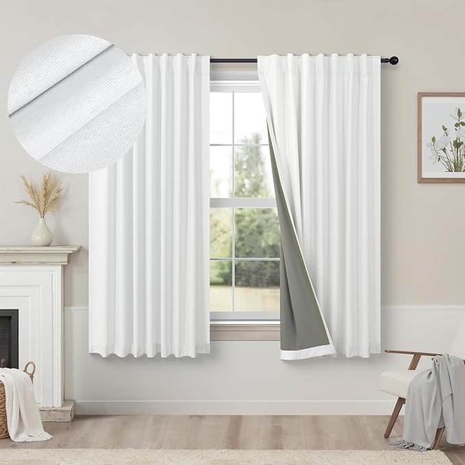 Small Blackout Curtains 45 Inches Long 2 Panels Short Linen Look Heat Blocking by Pitalk
