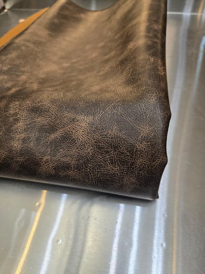 Brown Vintage Distressed Antiqued Faux Leather Fabric PU Peta Approved Vegan - Image 5