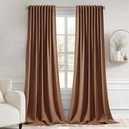 MIULEE Cappuccino Brown Back Tab Blackout Curtains 52x120 Inch 2 Panels Set | by MIULEE