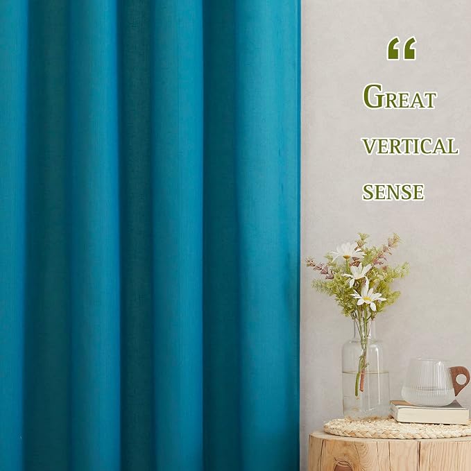 NICETOWN Semi Sheer Curtains Flax Linen Texture, Grommet Retro Window Treatment - Image 3