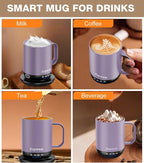 Heated Coffee Mug T1-14oz Fast Heating & Longer Battery Life Self Heating Coffee Mug Hot to 149℉ - Touch & App Controlled Mug Coffee and Hot Beverage Warmer, Gifts for Women and Men