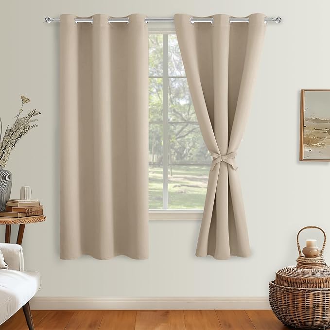 Blackout Curtains for Bedroom and Living Room, 38 x 72 Inch | Light Blocking by Hiasan