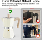 Sivaphe Aluminum Moka Pot 6 Espresso Cups, Percolator Espresso and Coffee Maker, Portable Stovetop Italian and Cuban Café Brewer for Home and Camping White