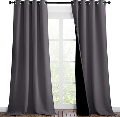 NICETOWN Grey Full Shade Curtain Panels, Pair of Thermal Insulated & Energy by NICETOWN