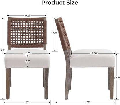 LZAREAL Farmhouse Dining Chairs Set of 4 Linen Fabric Upholstered Accent Side - Image 2