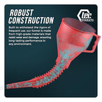 FlexAll Long Flexible Funnel for Automotive Use - Durable Nitrile Rubber - Ideal for Car Oil Change, Transmission Funnel Fluid, Diesel, Fuel, Gas - Made in USA - Red (16 x 5 Inches)