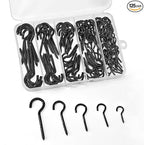 125 Pcs Screw Hooks in 5 Sizes – Cup Hooks for Hanging Plants, Mugs, Lights, and Ceiling Storage (Black)