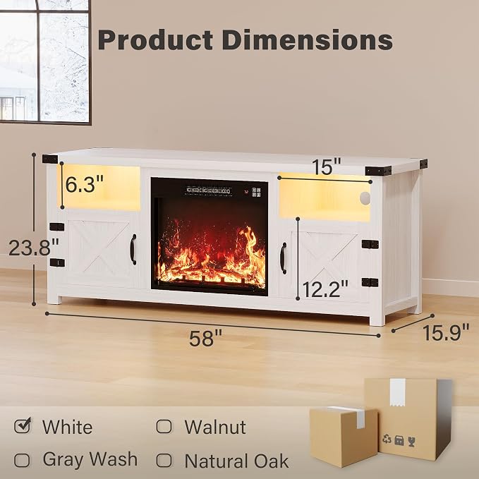 YESHOMY LED Fireplace TV Stand - Image 11