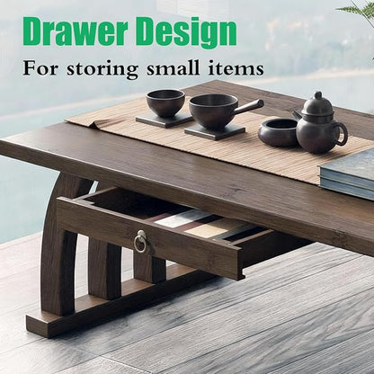 Stylish Portable Japanese Wooden Floor Table - Image 4