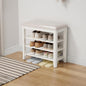 AQIMUELE Shoe Bench with Leather Cushion, 3 Tiers Shoe Storage Bench Height by AQIMUELE