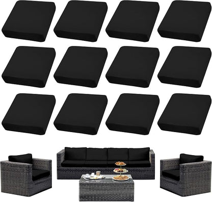 12PCS Patio Cushion Covers, Patio Furniture Couch Seat Slipcovers | Washable by SUKAIKEQA