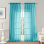 Extra Long Turquoise Sheer Curtains 96 Inches Long 2 Panels Set, Soft by OWENIE