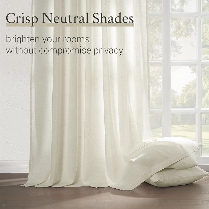 Topfinel 94 Inch Length Pinch Pleat Linen Curtains Drapes 2 Panels Set - Image 3