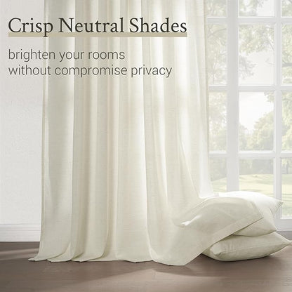 Topfinel 94 Inch Length Pinch Pleat Linen Curtains Drapes 2 Panels Set - Image 3