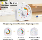 Visual Timer for Kids – 60min/12h Rainbow Magnetic Timer for Classroom, Rechargeable Silent Countdown Timer with Pomodoro Mode, ADHD Time Management Tool