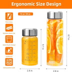 Glass Juice Bottles 6 Pack 20 oz - Wide Mouth Glass Water Bottles with Lids - for Juicing, Smoothies, Milk, Protein, BPA Free, Reusable, Stainless Steel Lids, Leak Proof, Shaker bottle (20oz/600ml)