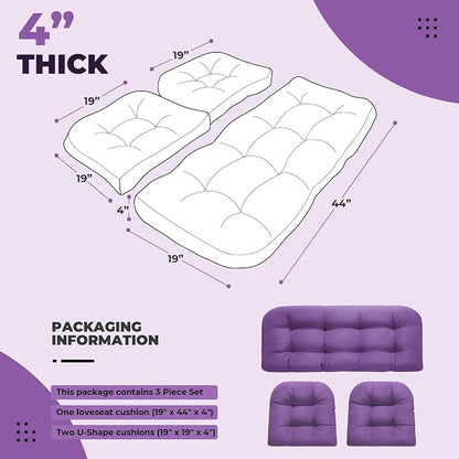 DANGHOOGY Wicker Chair Cushions, Waterproof Outdoor Loveseat Cushions - Image 2