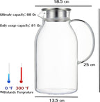 Karafu 81 Ounces/2.4 Liter Glass Pitcher with Lid, Heat-resistant Water Jug for Hot/Cold Water, Ice Tea and Juice Beverage