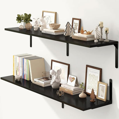 Fun Memories Floating Shelves for Wall, 12 Inch Deep Floating Shelves Set of 2 by FunMemories