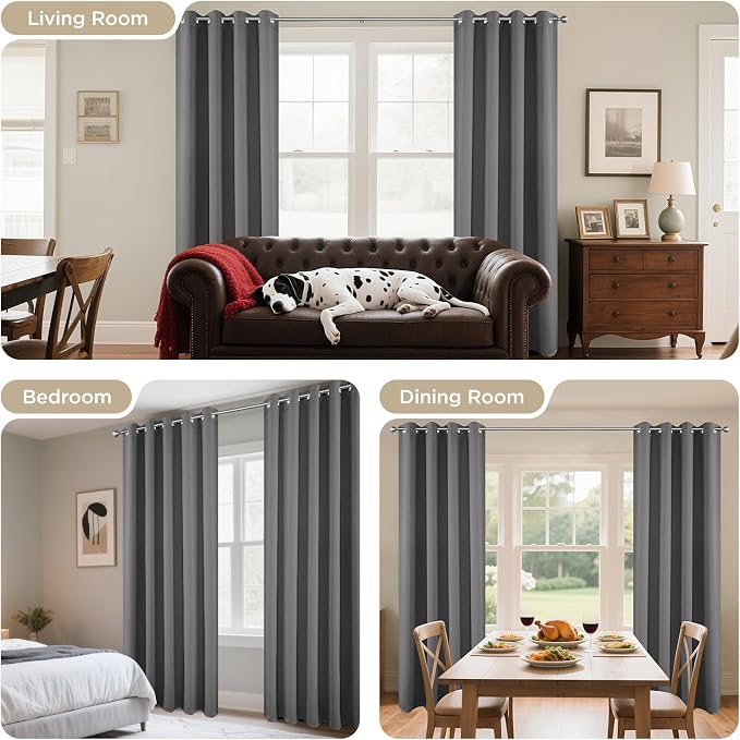 Joydeco Grey Blackout Curtains for Bedroom 84 Inch 2 Panels - Image 6