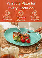 Sweese Porcelain Dinner Plates - 11 Inch Dinner Plates Set of 6 - Dishwasher, Microwave, Oven Safe - Azure Dreamscape Color