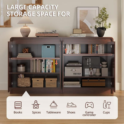 FURSUN 61" Modern Fluted Sideboard Buffet Cabinet - Image 3