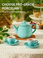 Sweese Teapots for Tea, 27 oz Porcelain Tea pot with Removable Stainless Steel Infuser, Tea Pots for Loose Tea - Mint Green