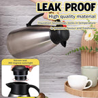 Nuogo 2 Pcs 102 oz Thermal Coffee Carafe Insulated Stainless Steel Carafe Double Walled Vacuum Coffee Thermal Pot with Brush for Home Office Use Keep 24 Hours Hot Water Tea(Silver)