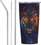 Tiger Tumbler with Lid and Straw 20oz Coffee Tumblers Leakproof Stainless Steel Travel Mug Vacuum Insulated Cup for Iced and Hot
