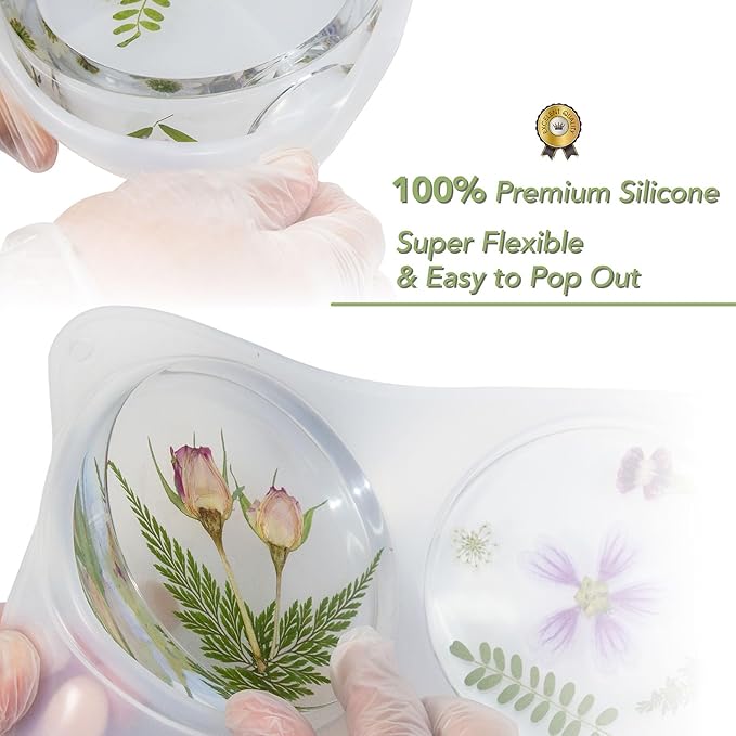 6-Cavity Deep Coaster Molds with 4 Inches Thickened Coaster Holder Silicone Mold for Epoxy Resin, Coaster Resin Molds for DIY Art Craft Cup Mats Flower Bouquet