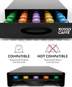 ROSSO CAFFÈ - Coffee Capsule Drawer Organizer, Holds Up to 45 capsules, Space-Saving Storage, Sleek Countertop Design