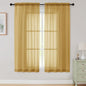 Sheer Gold Curtains for Bedroom Living Room 63 Inch Length 2 Panels, Airy Soft by WelvetBLK